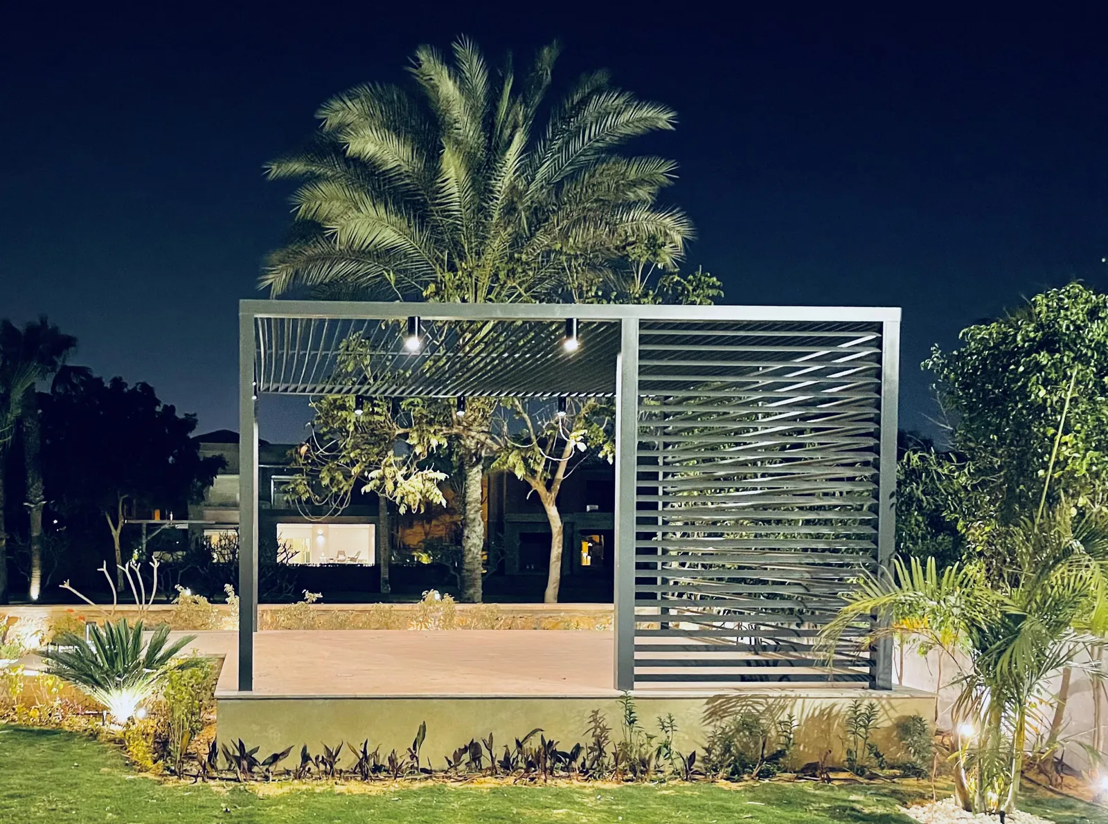 Pergola with night lighting